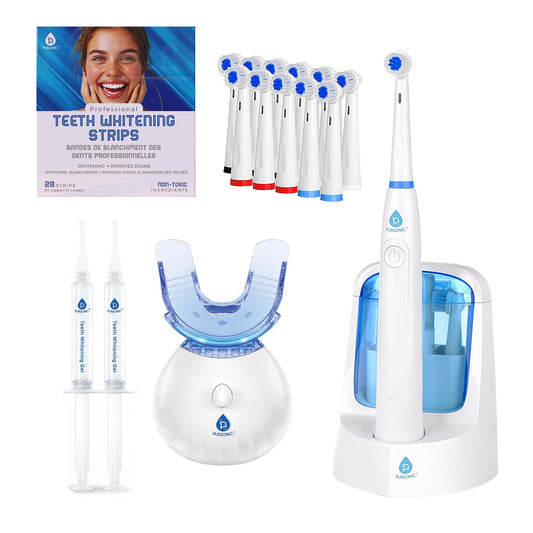 Pursonic Advanced Smile Care Bundle – LED Whitening Kit, Whitening Strips, & Electric Toothbrush